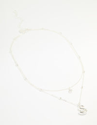 Silver Plated Cubic Zirconia & Bubble Letter L Layered Necklace - link has visual effect only