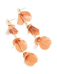 Gold Orange Flower Petal Drop Earrings - link has visual effect only
