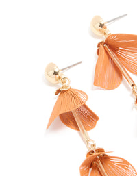 Gold Orange Flower Petal Drop Earrings - link has visual effect only