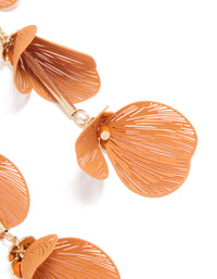 Gold Orange Flower Petal Drop Earrings - link has visual effect only