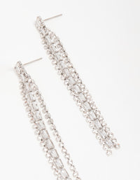 Silver Diamante Baguette Cupchain Drop Earrings - link has visual effect only