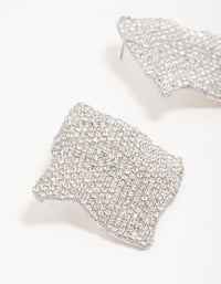 Silver Diamante Pavé Ripple Stud Earrings - link has visual effect only