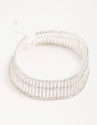 Silver Diamante Stacked Cupchain Choker Necklace - link has visual effect only