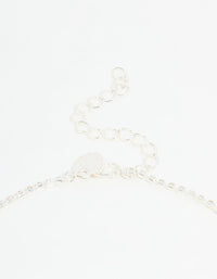 Silver Pearl Diamante Halo Vine Necklace & Earrings Set - link has visual effect only