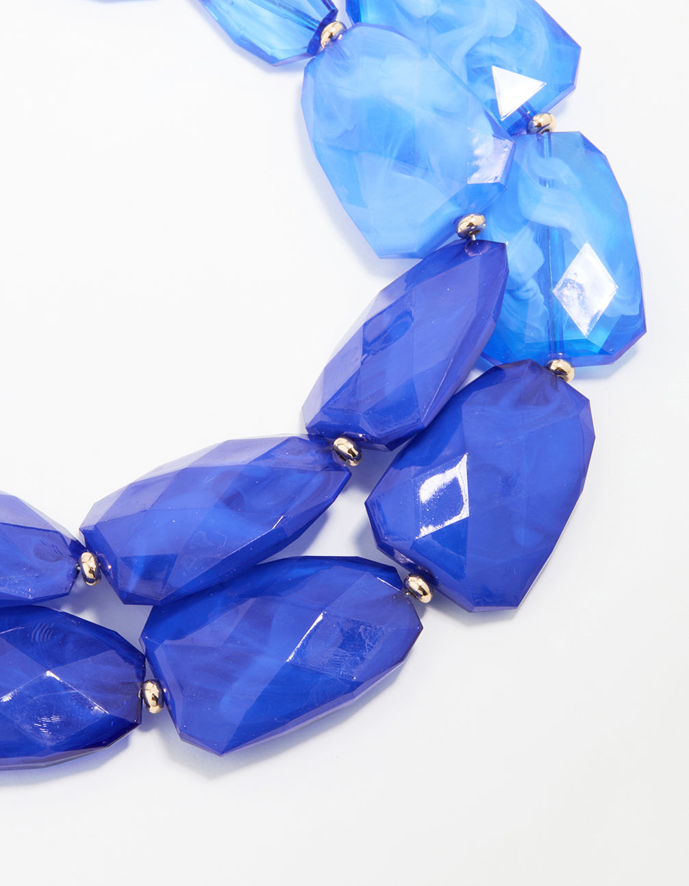 Blue Acrylic Bead Layered Necklace
