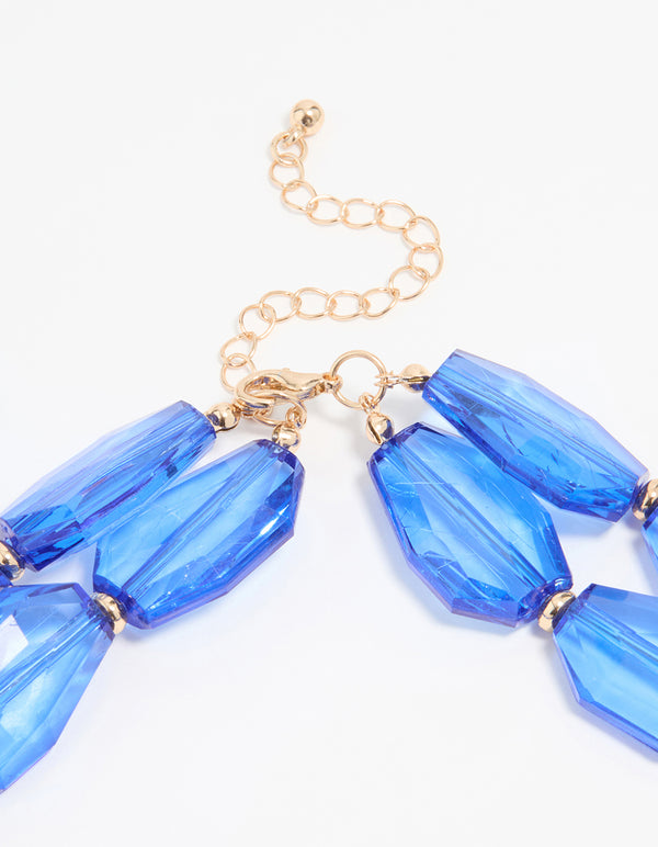 Blue Acrylic Bead Layered Necklace