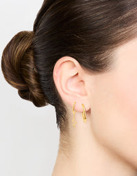 Waterproof Gold Plated Stainless Steel Sleek & Snake Charm Hoop Earrings 2-Pack - link has visual effect only