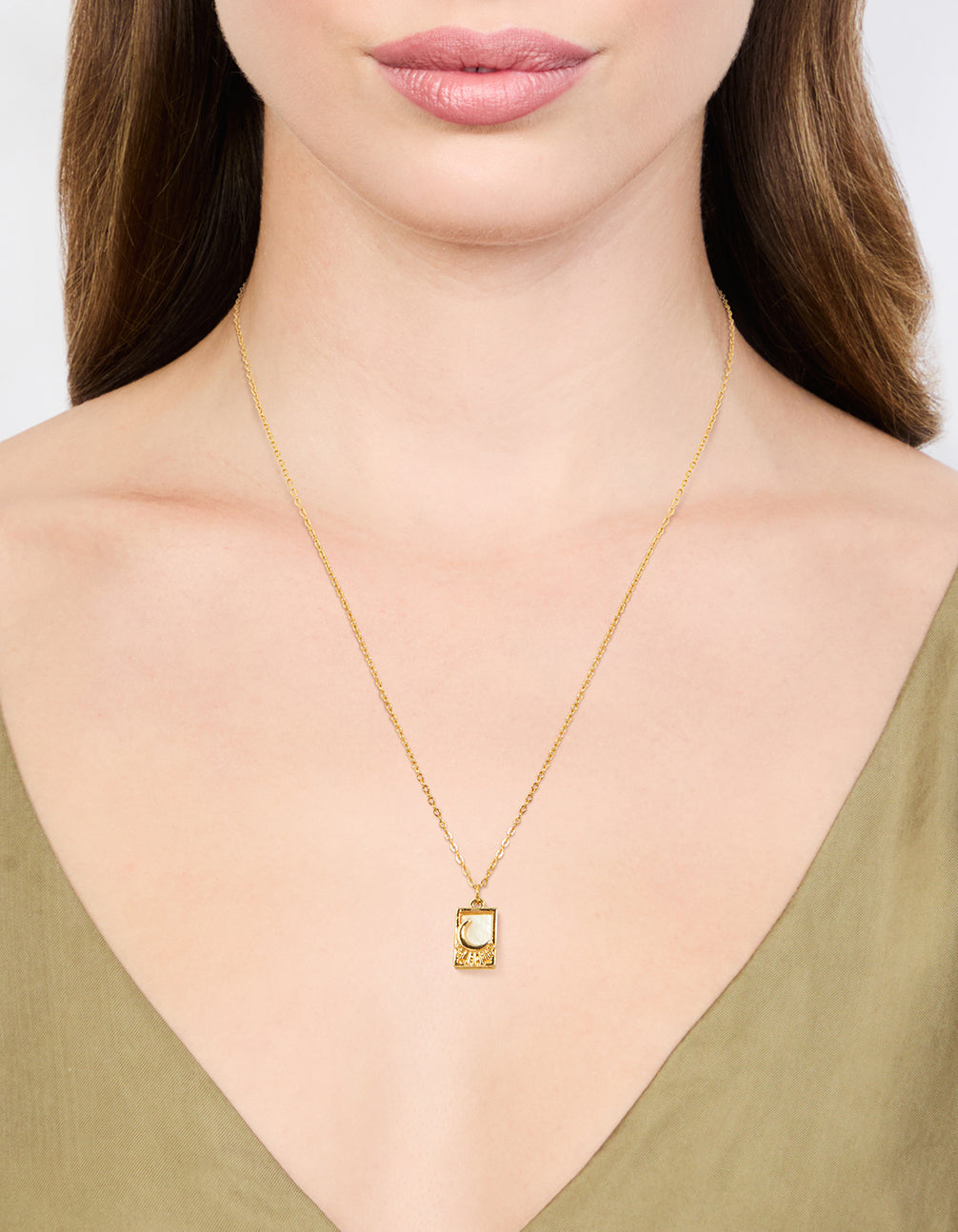Waterproof Gold Plated Stainless Steel Moon Pendant Necklace