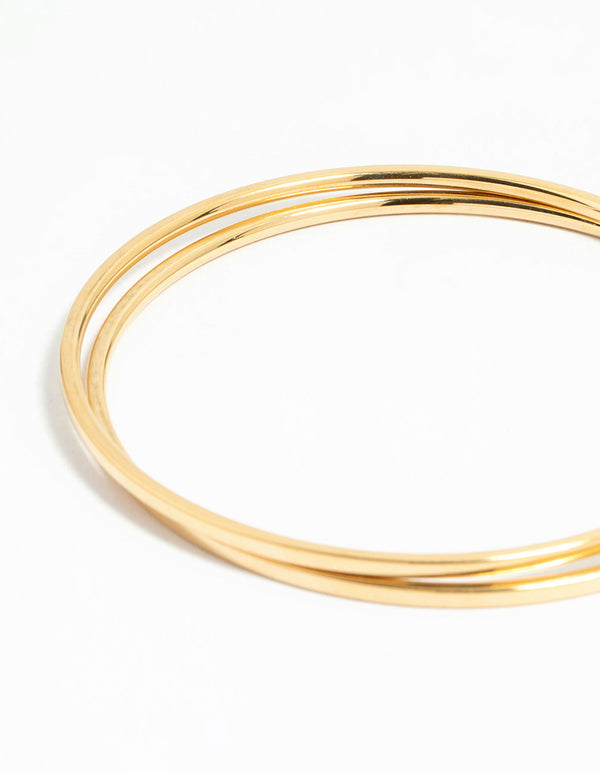 Waterproof Gold Plated Stainless Steel Clean Bangles 2-Pack
