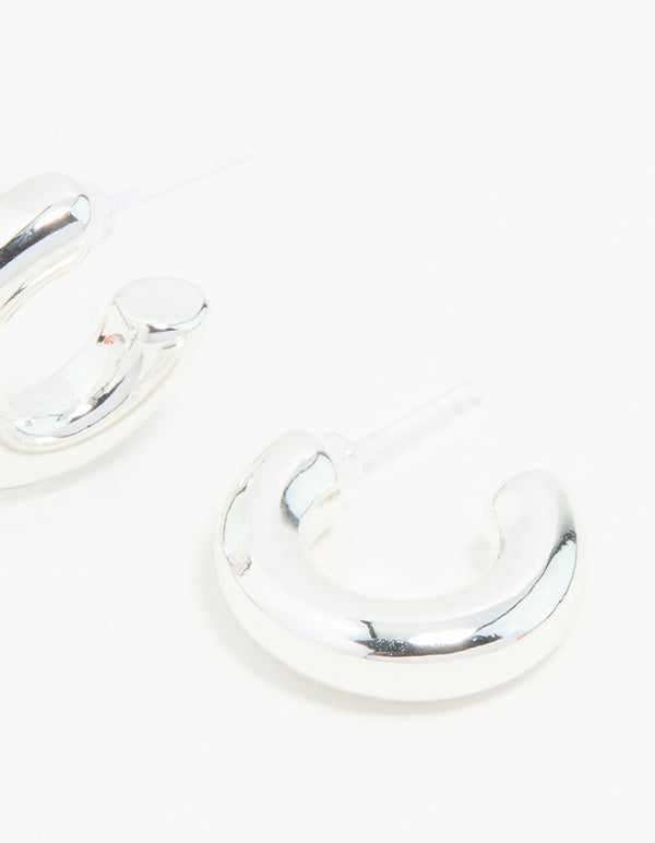 Silver Small Smooth Hoop Earrings