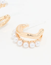 Gold Pearl Hoop Earrings - link has visual effect only