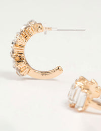 Gold Thick Diamante Hoop Earrings - link has visual effect only