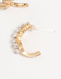 Gold Thick Diamante Hoop Earrings - link has visual effect only