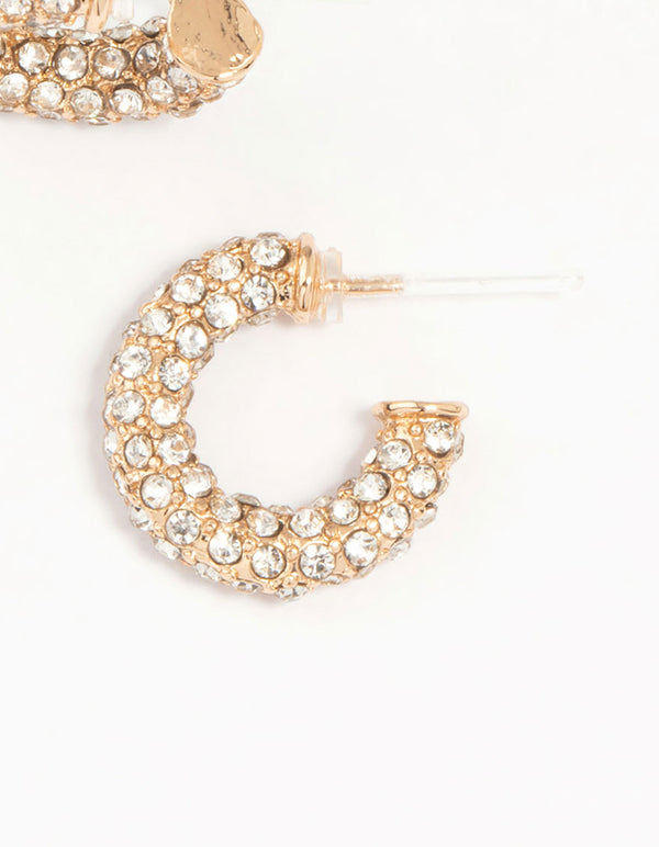 Gold Diamante Hoop Earrings