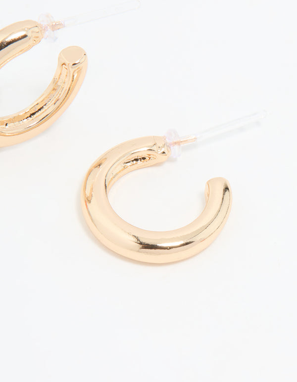Gold Smooth Hoop Earrings