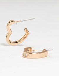 Gold Cubic Zirconia Heart Hoop Earrings - link has visual effect only