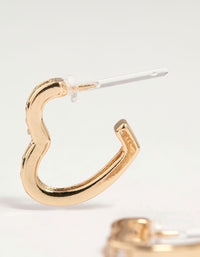 Gold Cubic Zirconia Heart Hoop Earrings - link has visual effect only