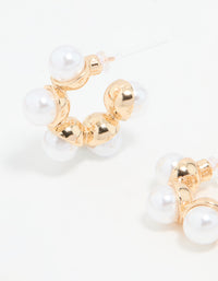 Gold Mini Pearl Hoop Earrings - link has visual effect only