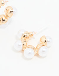 Gold Mini Pearl Hoop Earrings - link has visual effect only