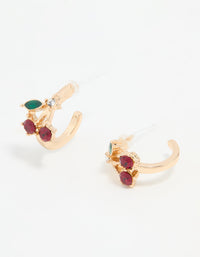 Gold Mini Cherry Huggie Earrings - link has visual effect only