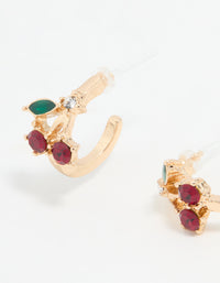 Gold Mini Cherry Huggie Earrings - link has visual effect only