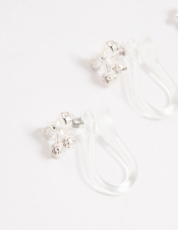 Silver Cubic Zirconia Heart Ear Cuff 4-Pack