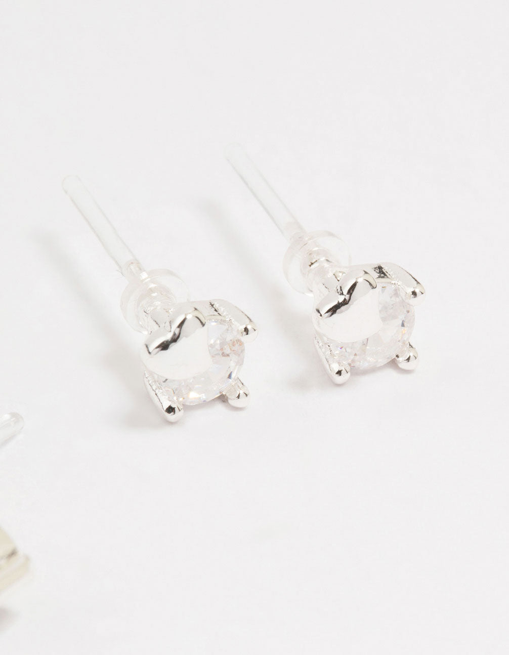 Silver Cubic Zirconia Heart Ear Cuff 4-Pack