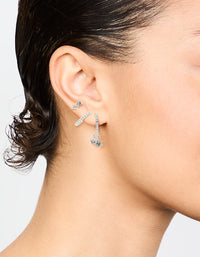 Silver Diamante Cherry Hoop & Stud Earrings 3-Pack - link has visual effect only
