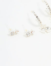 Silver Diamante Cherry Hoop & Stud Earrings 3-Pack - link has visual effect only
