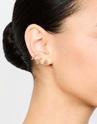 Gold Diamante Flower Mixed Stud Earrings 3-Pack - link has visual effect only