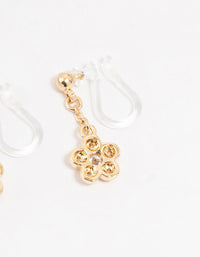 Gold Drop Floral Cuff Earrings 4-Pack - link has visual effect only