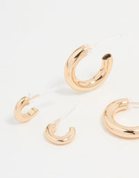 Gold Diamante Mixed Hoop Earrings 3-Pack - link has visual effect only