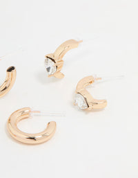 Gold Diamante Mixed Hoop Earrings 3-Pack - link has visual effect only