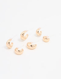 Gold Smooth Hoop Earrings 3-Pack - link has visual effect only