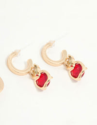 Gold Apple & Cherry Hoop Earrings 3-Pack - link has visual effect only