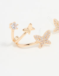Gold Cubic Zirconia Butterfly Stud Earrings - link has visual effect only