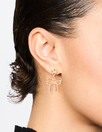Gold Large Bow Drop Earrings - link has visual effect only