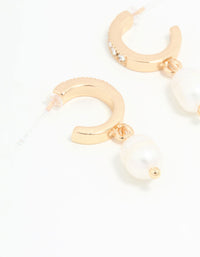 Gold Diamante & Pearl Drop Earrings - link has visual effect only
