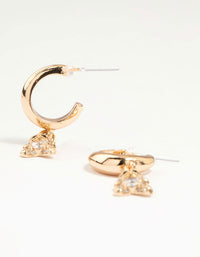 Gold Cubic Zirconia Bear Drop Earrings - link has visual effect only
