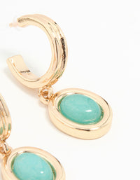 Gold Blue Gem Hoop Earrings - link has visual effect only
