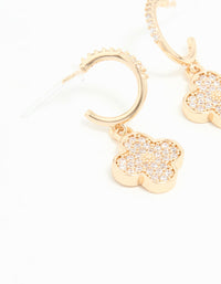 Gold Cubic Zirconia Flower Hoop Earrings - link has visual effect only