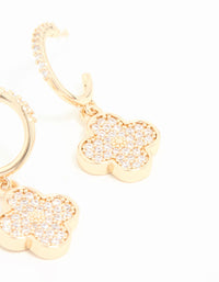 Gold Cubic Zirconia Flower Hoop Earrings - link has visual effect only