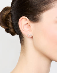 Gold Pearl Bow Mini Stud Earrings - link has visual effect only