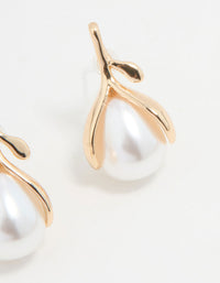 Gold Pearl Stud Earrings - link has visual effect only