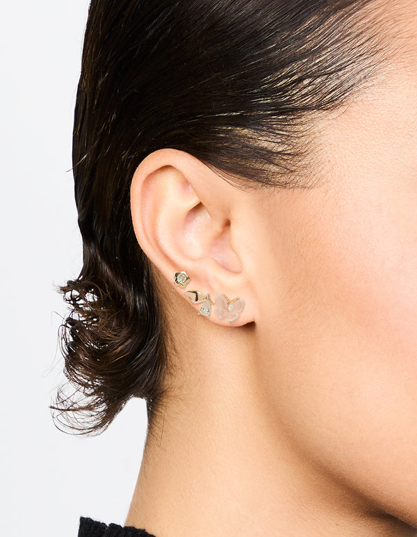 Gold Butterfly Wing Stud Earrings 3-Pack