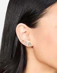 Gold Diamante Stud Earrings 3-Pack - link has visual effect only