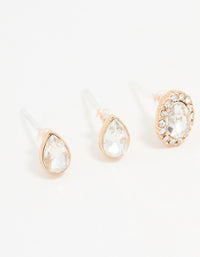 Gold Diamante Stud Earrings 3-Pack - link has visual effect only