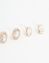Gold Diamante Stud Earrings 3-Pack - link has visual effect only