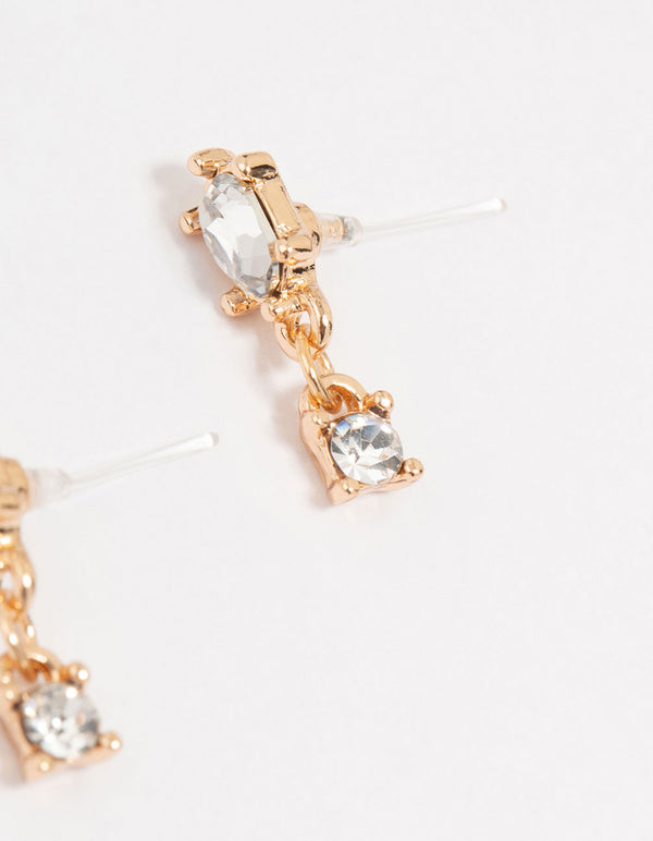 Gold Pearl & Diamante Stud Earrings 4-Pack