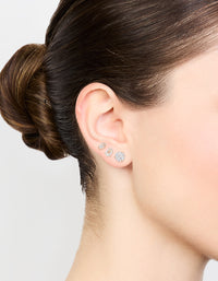 Gold Cubic Zirconia Stud Earrings 3-Pack - link has visual effect only